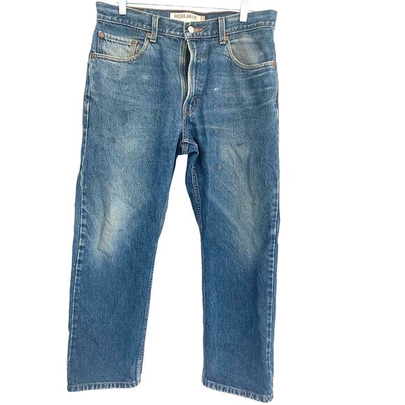 Levi Strauss 505 Jeans 34/29 Mens Blue Reg Fit Bootcut Denim Western 5 Pocket - Picture 1 of 9
